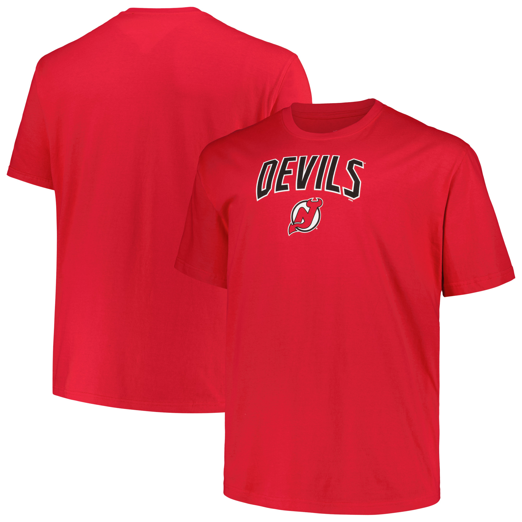 Men's Profile Red New Jersey Devils Big \u0026 Tall Arch Over Logo T-Shirt
